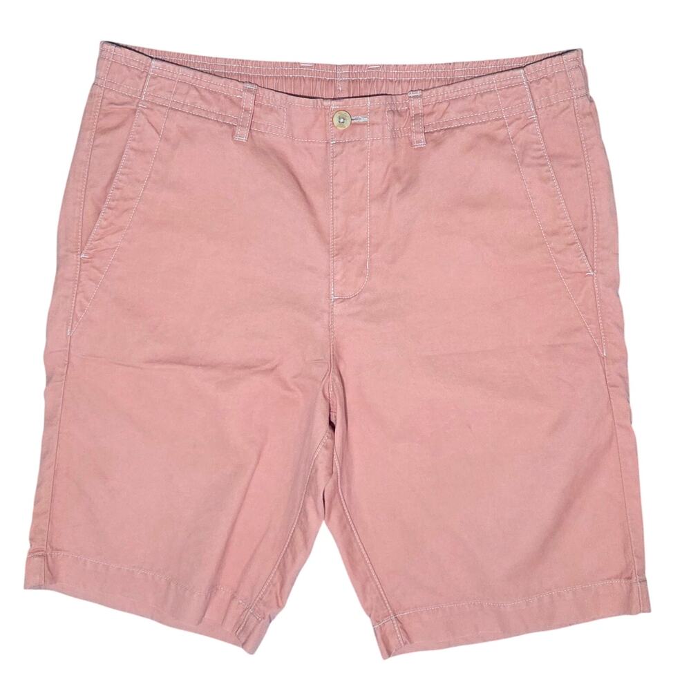 Tommy Bahama Linen Blend Shorts Size L Bermuda 10.5" length Waist 34", Peach